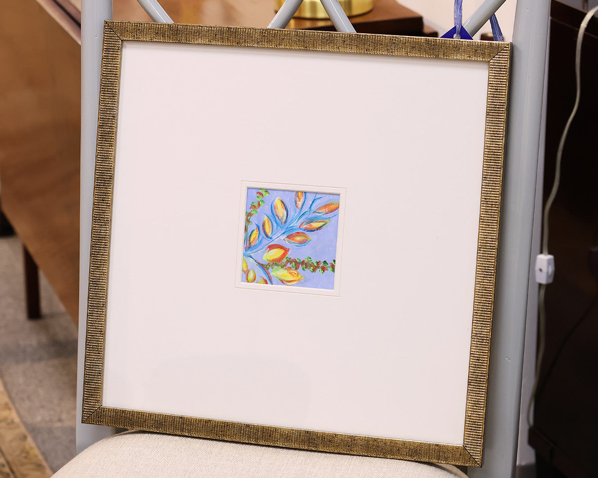 "Botanica II D" Matted Print in Distressed Antique Gold Frame