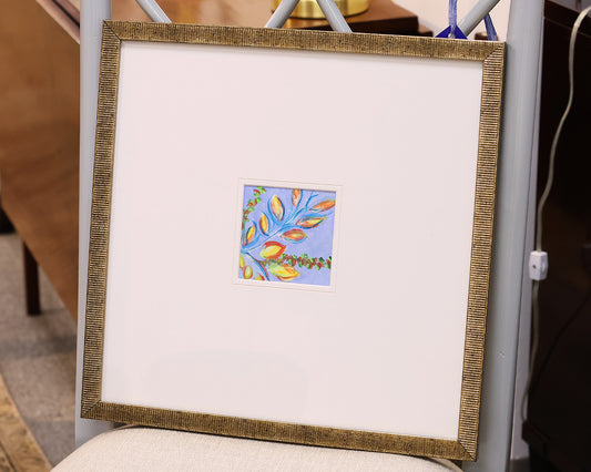 "Botanica II D" Matted Print in Distressed Antique Gold Frame