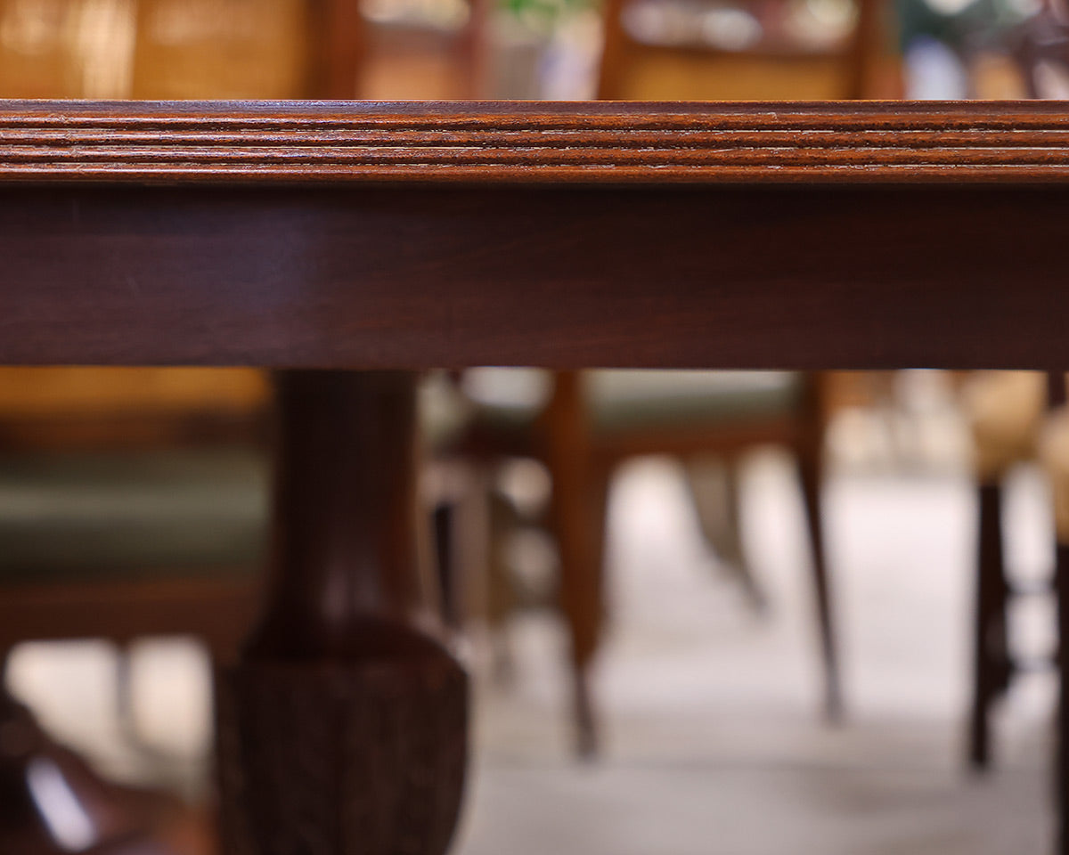 Councill Banded Mahogany Double Pedestal Dining Table with Three Leaves