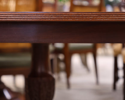 Councill Banded Mahogany Double Pedestal Dining Table with Three Leaves