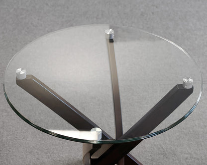 Pair of Round Side Tables w/ Wooden Base