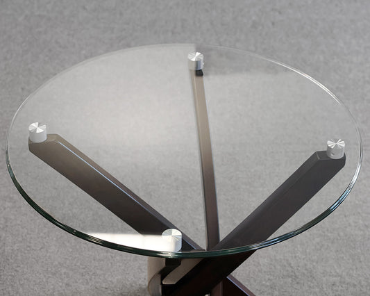 Pair of Round Side Tables w/ Wooden Base