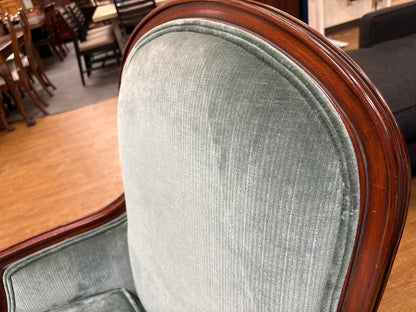 Pair of Soft Blue Velvet Arm Chairs