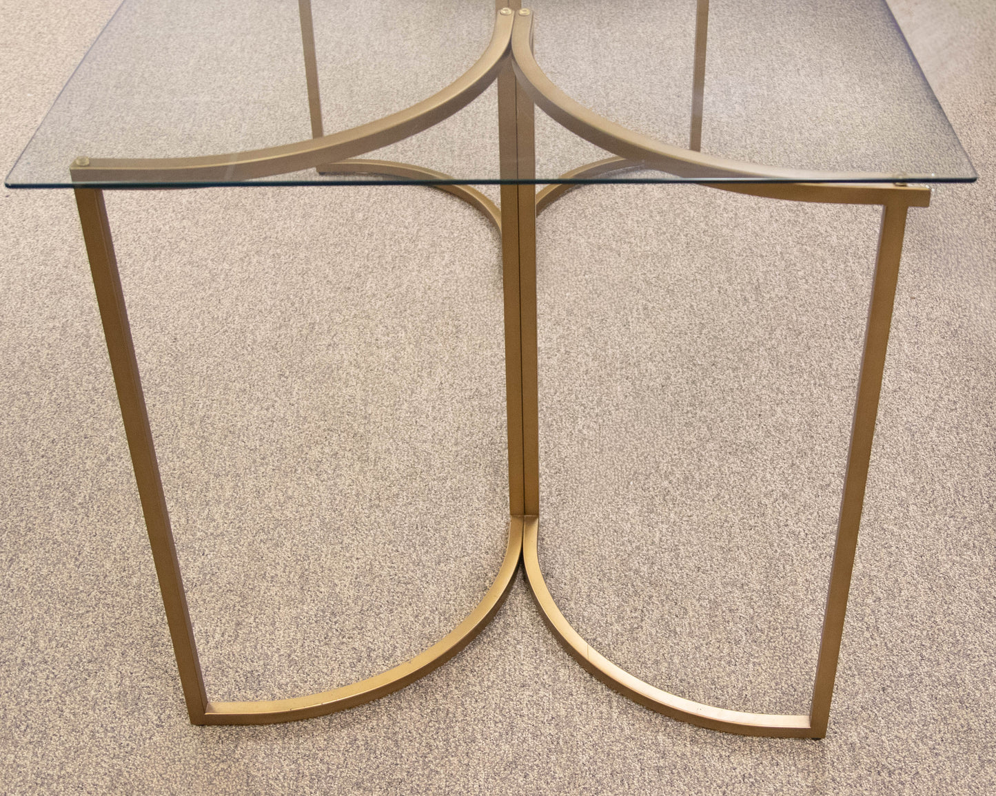 West Elm Rectangular Glass Top Dining Table on Brass Finish Base
