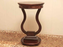 Espresso Finish Round Side Table with Harp Base