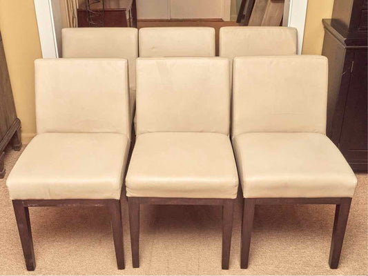 Set of 6 RH Morgan Side Dining Chairs in Dove Grey Leather
