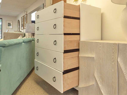 Gat Creek  " Tomlin" Maple 5 Drawer Chest in Classic True White Finish