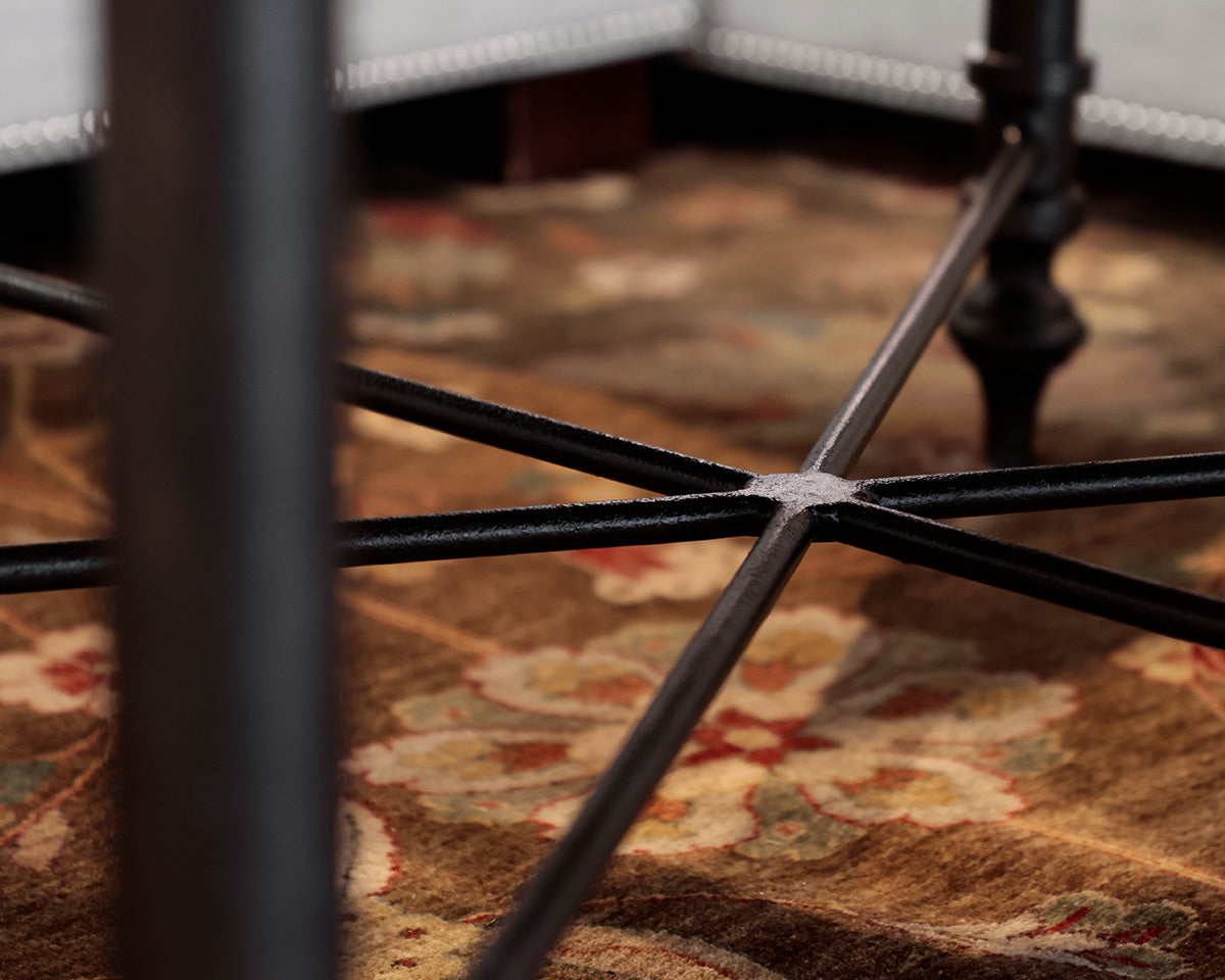 Round Natural Wood Cocktail Table With Black Metal Base