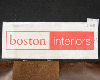 Boston Interiors Brown Leather Tightback 3-Cushion 77" Sofa