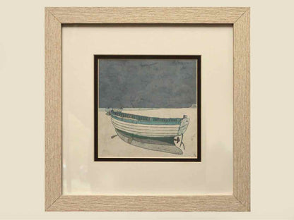 'Docked  Ashore ' Art Print Double Matted Dritwood Frame