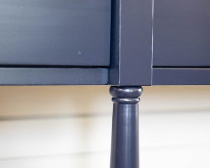 Breakfront Console with Drawers and Shelf in Navy with Gold Pulls