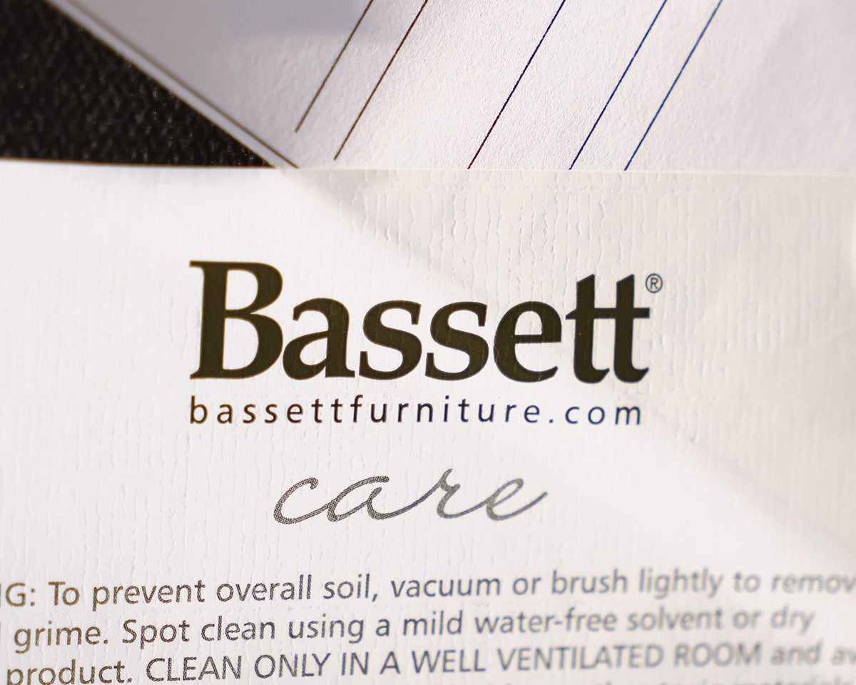 Bassett Custom Ottoman in Grey & White Sketch Abstract on Brushed Stainless Legs
