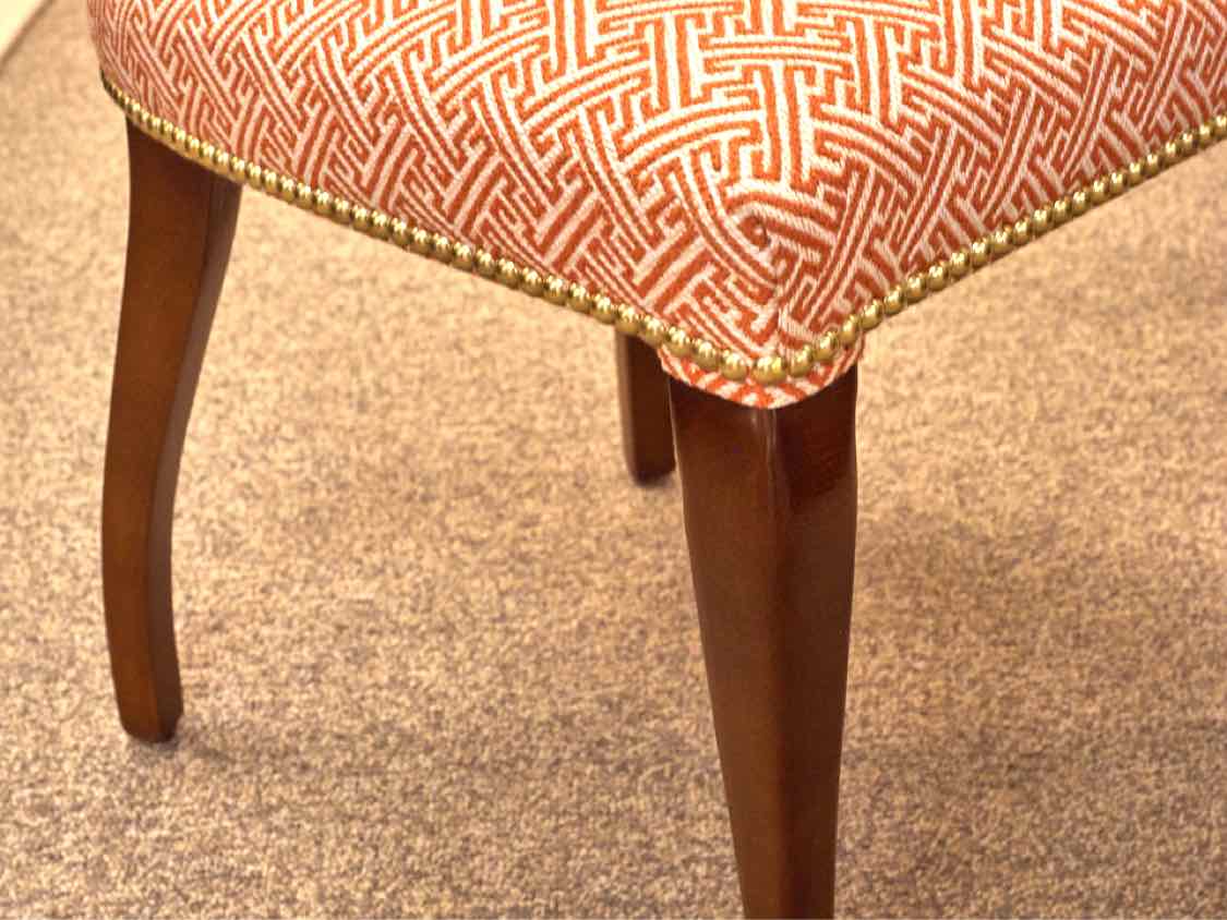 Set of 8 Century Furniture Coral & Ivory Upholstered Dining Chairs