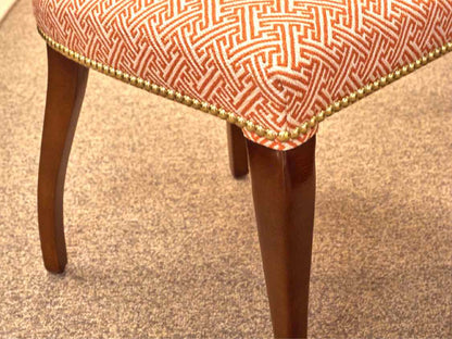 Set of 8 Century Furniture Coral & Ivory Upholstered Dining Chairs