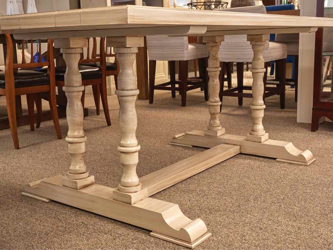 Plank Top Cream Finish Dining Table