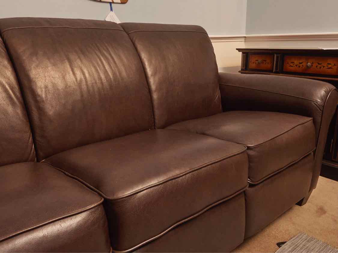 La-Z-Boy Espresso Brown Leather 3 Cushion 2 Seat Power Leg  Reclining  Sofa