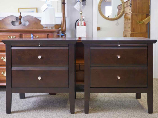 Pair of Two Drawer Nightstands with Extension in Espresso Finish