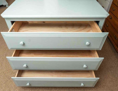 Ice Blue Finish 3 Drawer Dresser with Wood Knobs