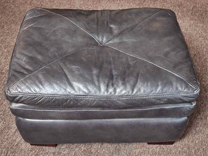 Dark Grey Leather Ottoman