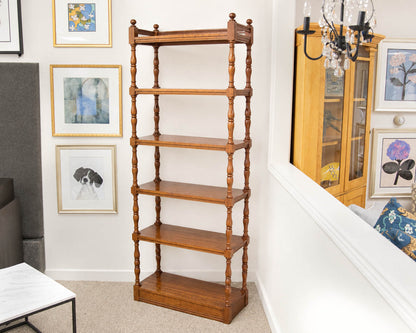 Walnut Six Tier Etagere On Turned Spindle Columns