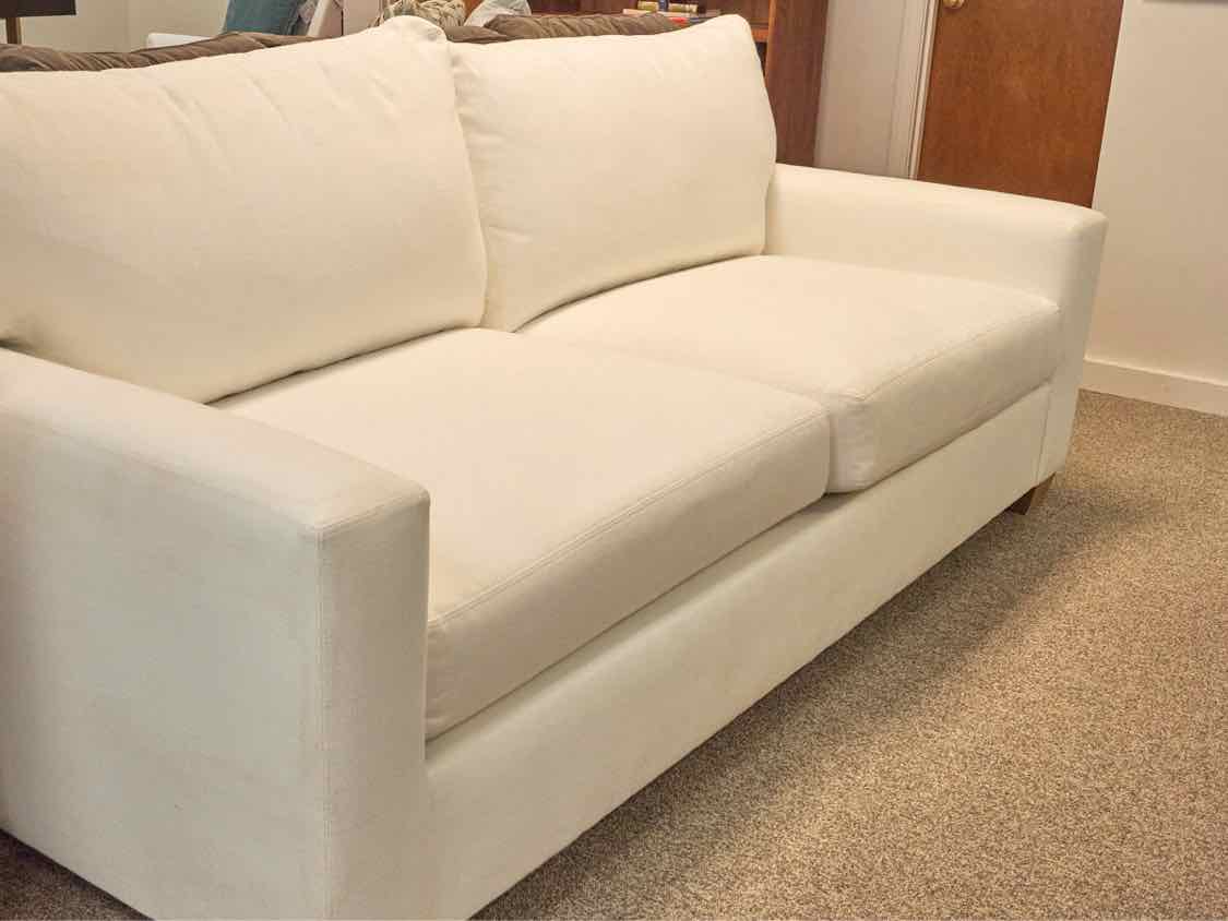 Pottery Barn Comfort Modern Square Arm Grand 87" Sofa in Warm White