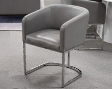 Set of 6 Restoration Hardware Emery Barrelback Leather Dining Chairs in Grey
