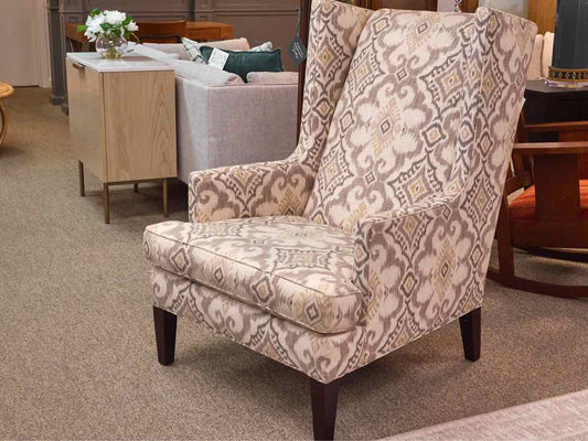 Crate & Barrel Contemporary Wing Chair on Espresso Legs