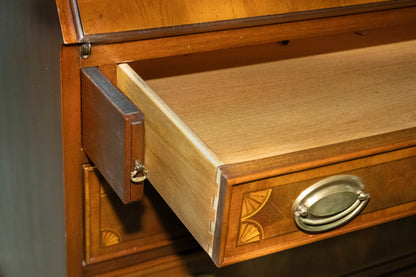 Inlaid Mahogany Drop Front Secretary Desk