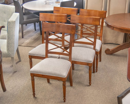 Milling Road For Baker Set Of 5 Lattice Back Upholstered  Dining Chairs