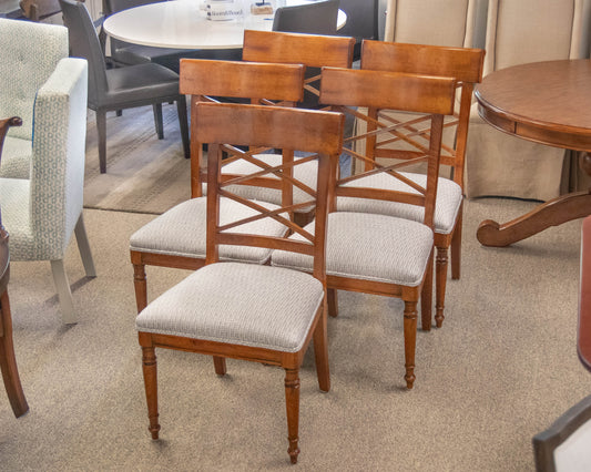 Milling Road For Baker Set Of 5 Lattice Back Upholstered  Dining Chairs