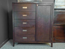 Crate & Barrel 5-Drawer Door Chest in Dark Finish with Campaign Pulls