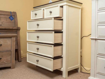 Ashley Furniture Cream Finish 6 Drawer Chest with Nickel Knobs