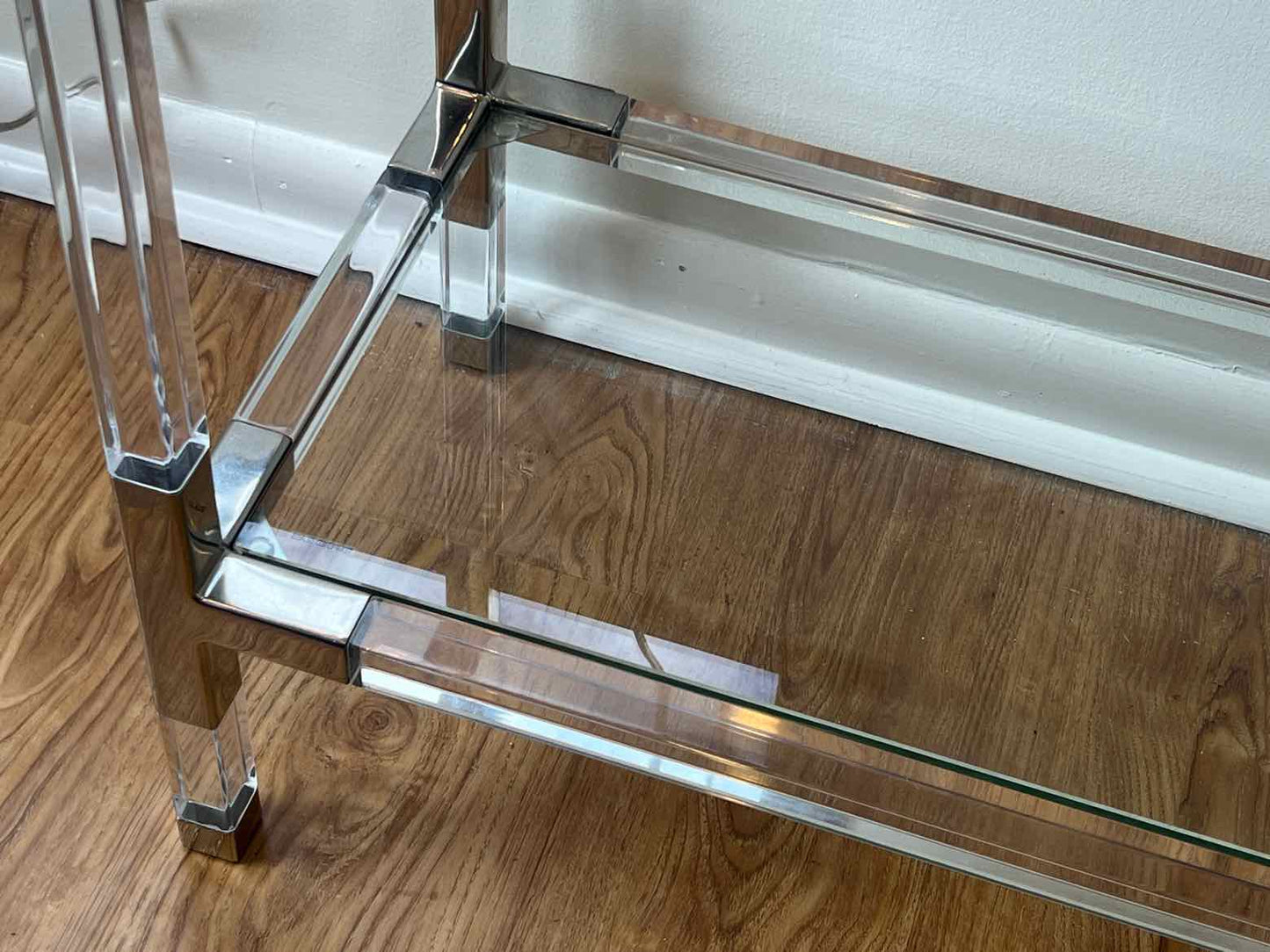 Glass, Acrylic, and Chrome Contemporary Console