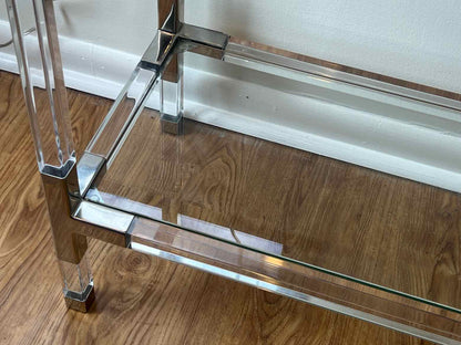 Glass, Acrylic, and Chrome Contemporary Console