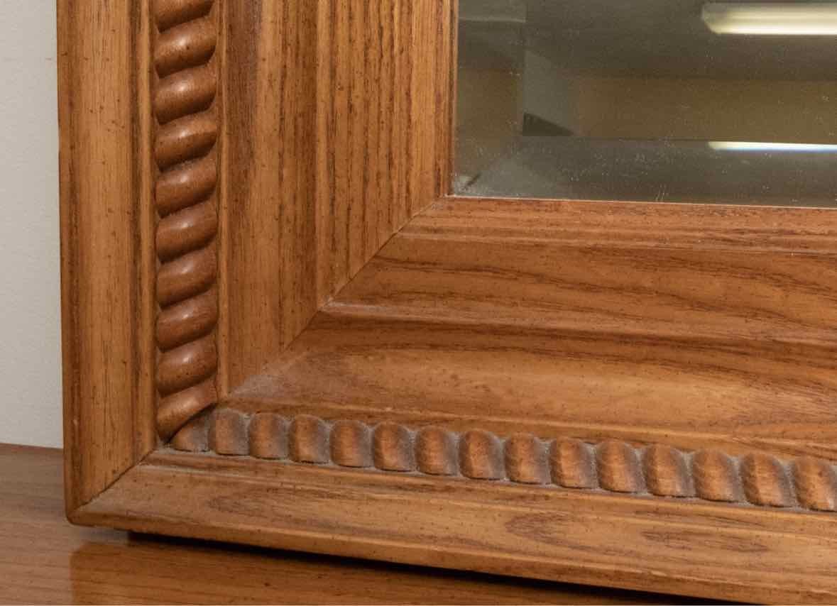 Kincaid Oak 10 Drawer Triple Dresser with Wall  Oak Landscape Mirror