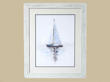 'Mirrored Sailboat II' Double Matted Art Print In White Washed Frame