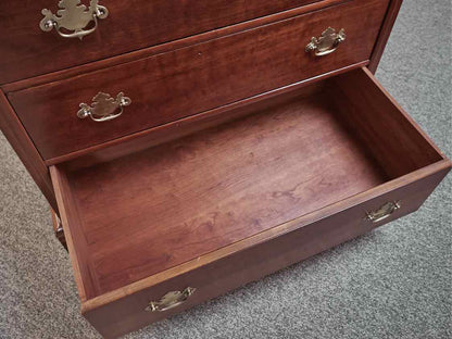 Kindel Cherry 5 Drawer Chest with Brass Chippendale Handles