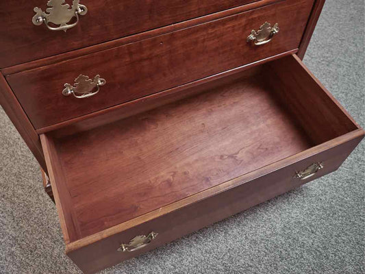 Kindel Cherry 5 Drawer Chest with Brass Chippendale Handles