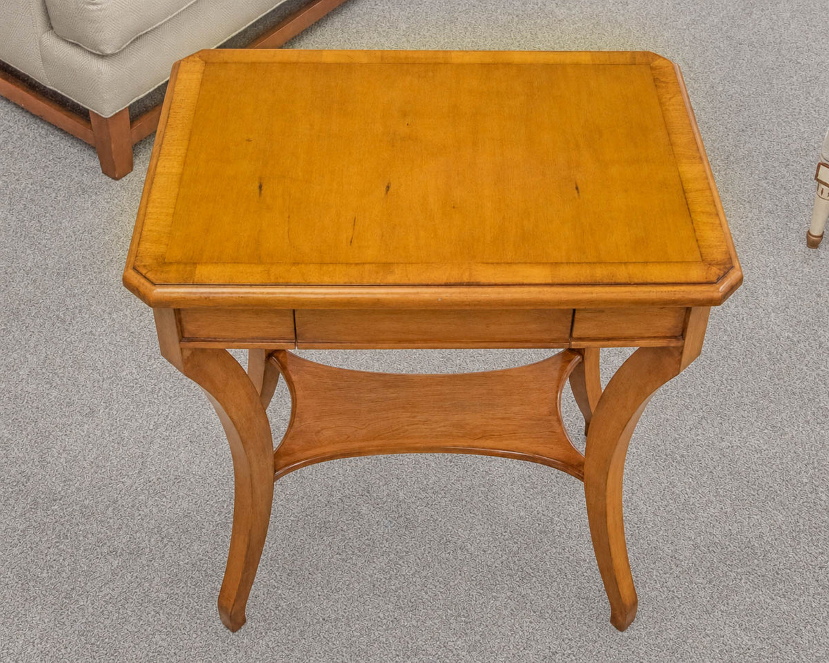 Pair of French Side Tables in Lacquered Cherry with Curved Legs