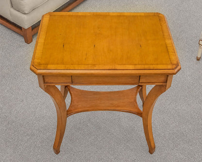 Pair of French Side Tables in Lacquered Cherry with Curved Legs