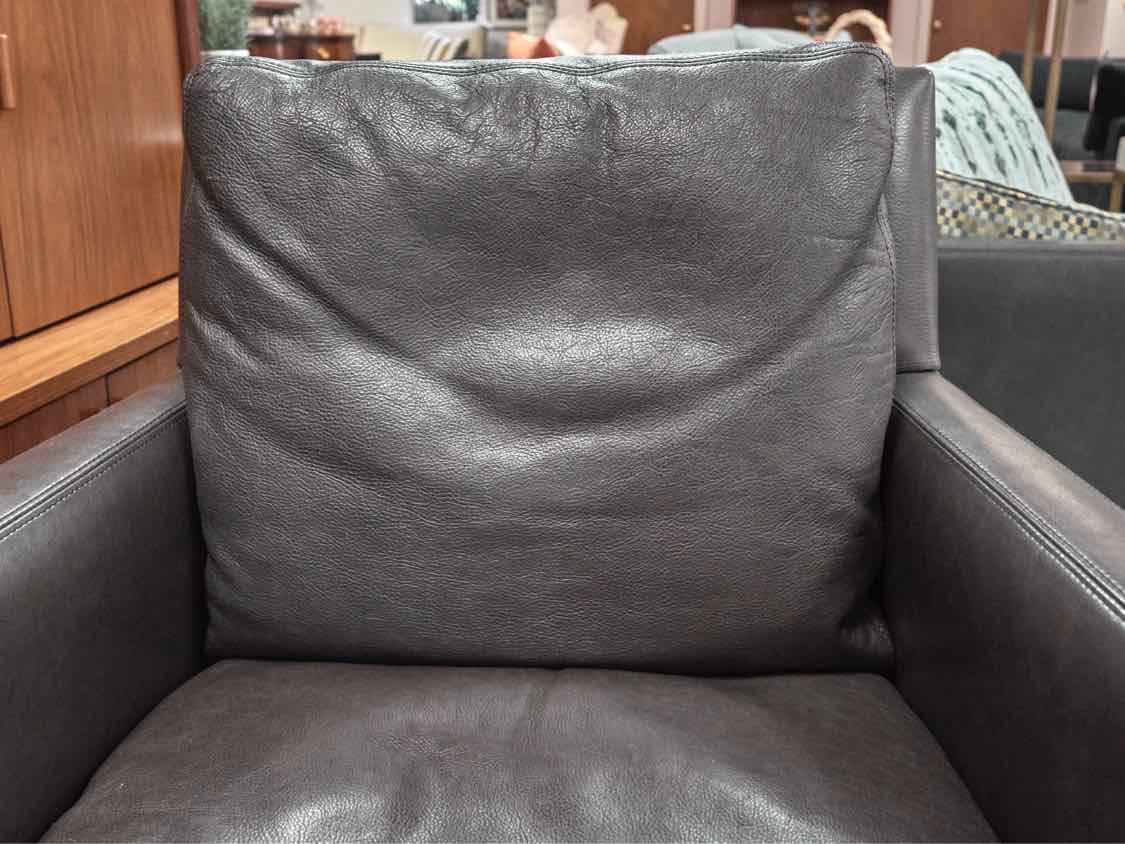 Pair of Lee Swivel Leather Chairs in Manattan Pewter Grey  (L1296-01SW)