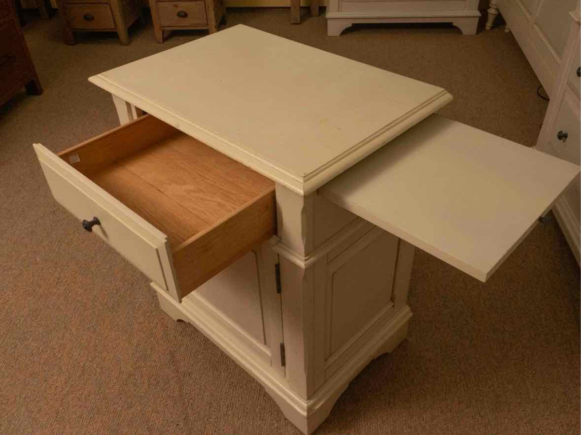 Ivory 1 Drawer & 1 Interchangeable Cane/Wood Panel Door Nightstand