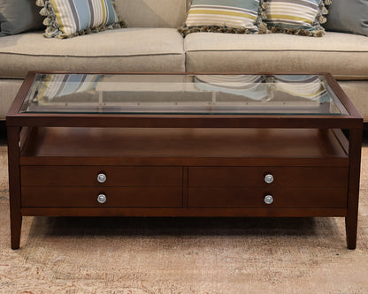 Dark Cherry Glass Top Coffee Table
