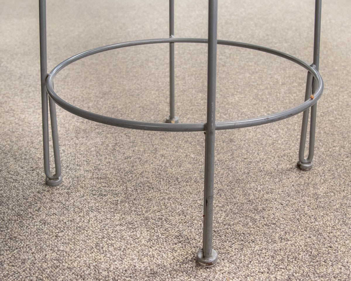 Pair of Silver Finish Metal Counter Stools