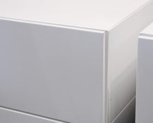 Three Drawer White Lacquer Nightstands