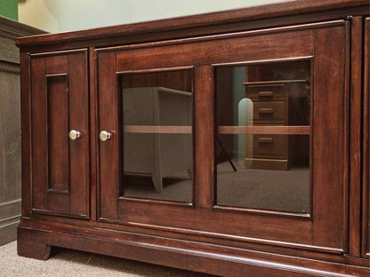 Cherry Stain Media Furniture with Glass Door & 2 Wood Doors