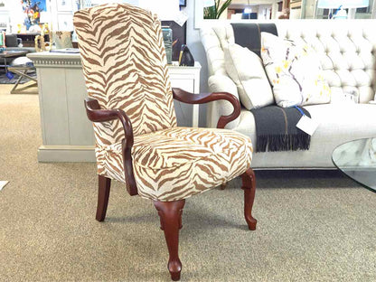 Best Chair Gooseneck  Queen Anne Arm Chair with Zebra Upholstery