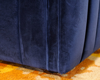 One King's Lane Blue Velvet Channeled Sofa