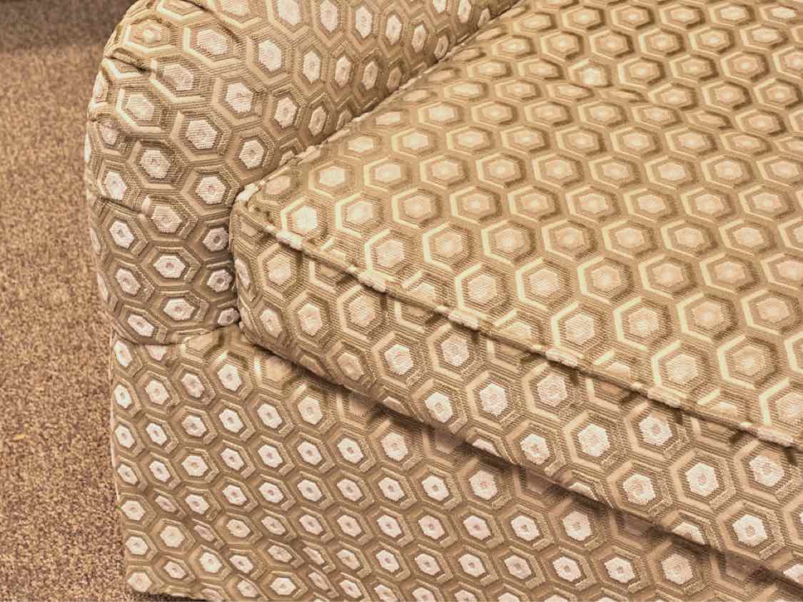 Pair of Baker Sage & Ivory Hexagon Design Upholstered Swivel  Chairs