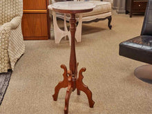 Mahogany Plant Pedestal with White Marble Top